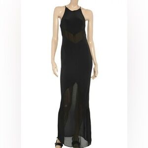 Alexander Wang Black Silk Mesh Panel Maxi Dress Small